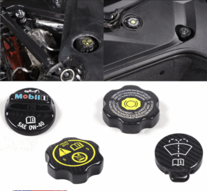 C8 Corvette Real Carbon Fiber Engine Oil Coolant Water Tank Cap Cover Kit