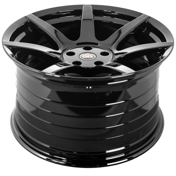 Second image of 2015-24 Mustang 19'' Project 6GR Seven Spoke Black Staggered Concave Wheels