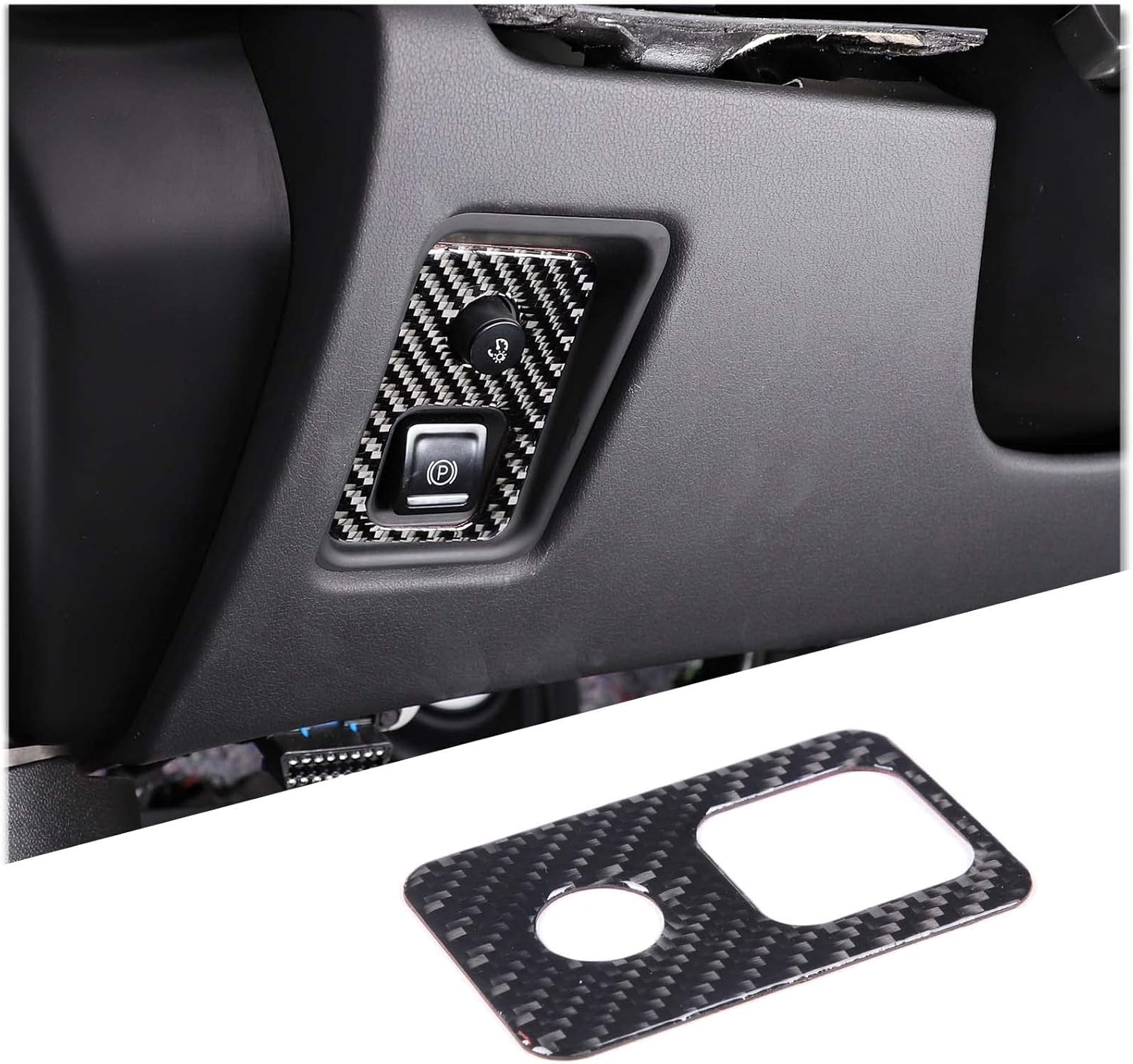 2020 - 24 C8 Corvette Soft Carbon Fiber Interior Parking Brake Trim Cover | Black, Red Carbon Fiber