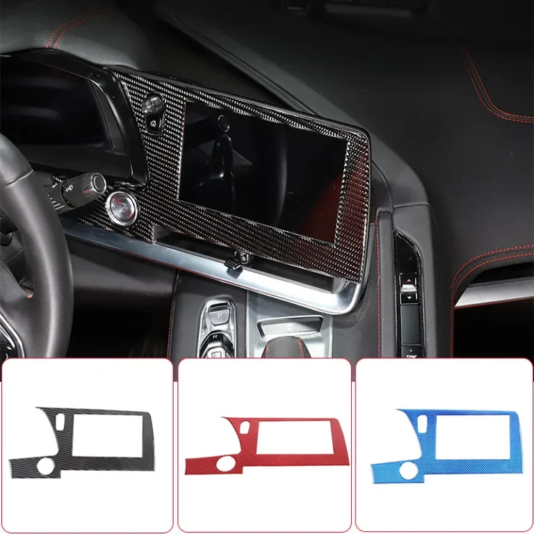 2020-24 C8 Corvette Soft Carbon Fiber Radio Navigation Screen Panel Surround Trim Cover | Black / Red / Blue / Gold
