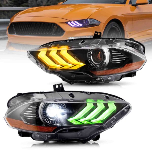 2018-24 Ford Mustang RGB LED Prebuilt Headlights | VLAND