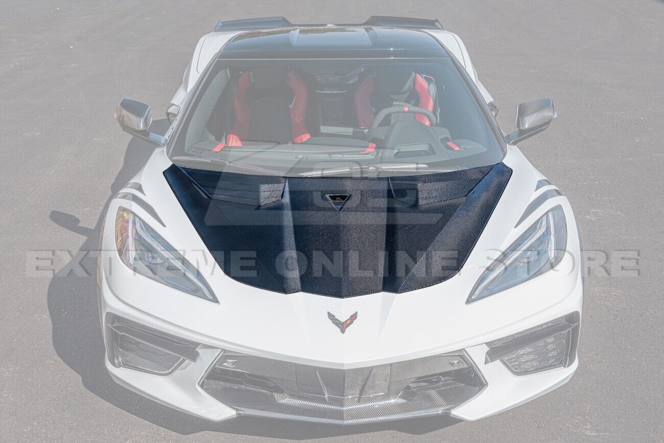 Second image of C8 Corvette GT3 R Carbon Fiber Side Vented Extractor Front Hood - Stingray / Z06 | EOS