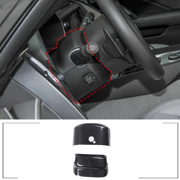 2014 - 19 C7 Corvette Carbon Fiber Steering Wheel Base Trim Cover Kit | Black / Red