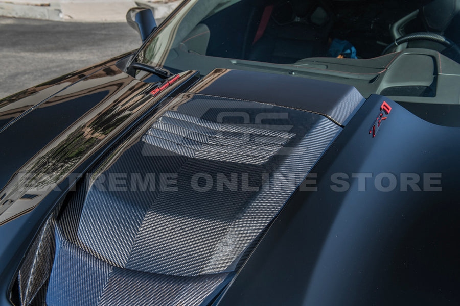 Second image of 2014 - 19 C7 ZR1 Corvette Carbon Fiber Hood Cowl Louver Cover