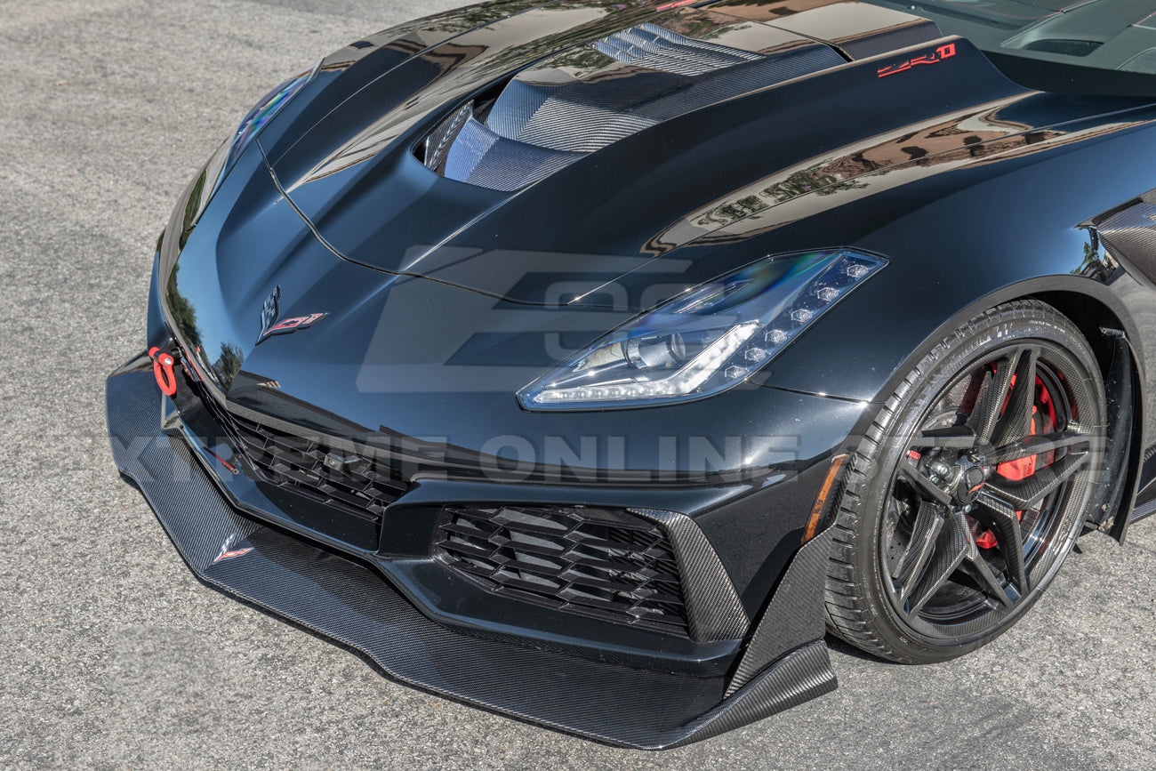 Second image of 2014 - 19 C7 ZR1 Corvette Carbon Fiber Front Splitter Side Winglet Extension