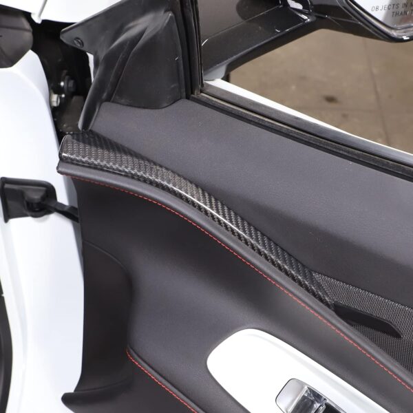 Second image of C8 Corvette Carbon Fiber Interior Door Bolster Trim Covers | Black / Red