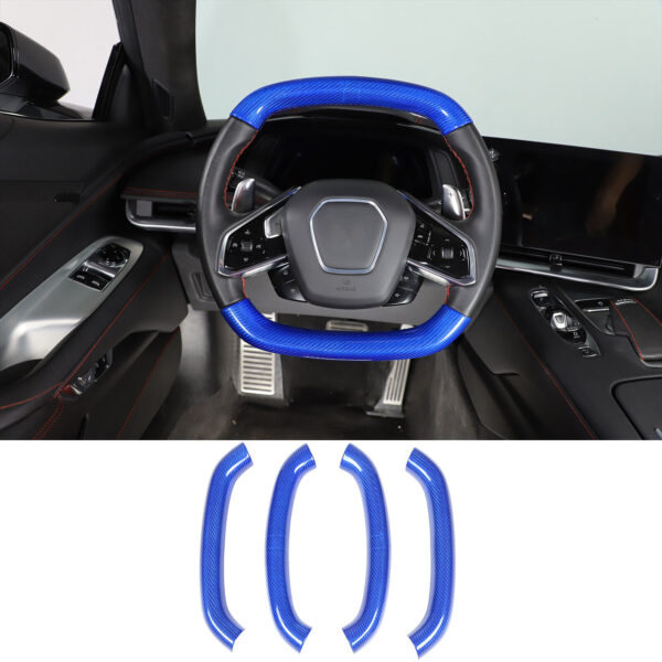 Second image of C8 Corvette Real Blue Carbon Fiber Steering Wheel Conversion Cover Kit | Stingray / Z06