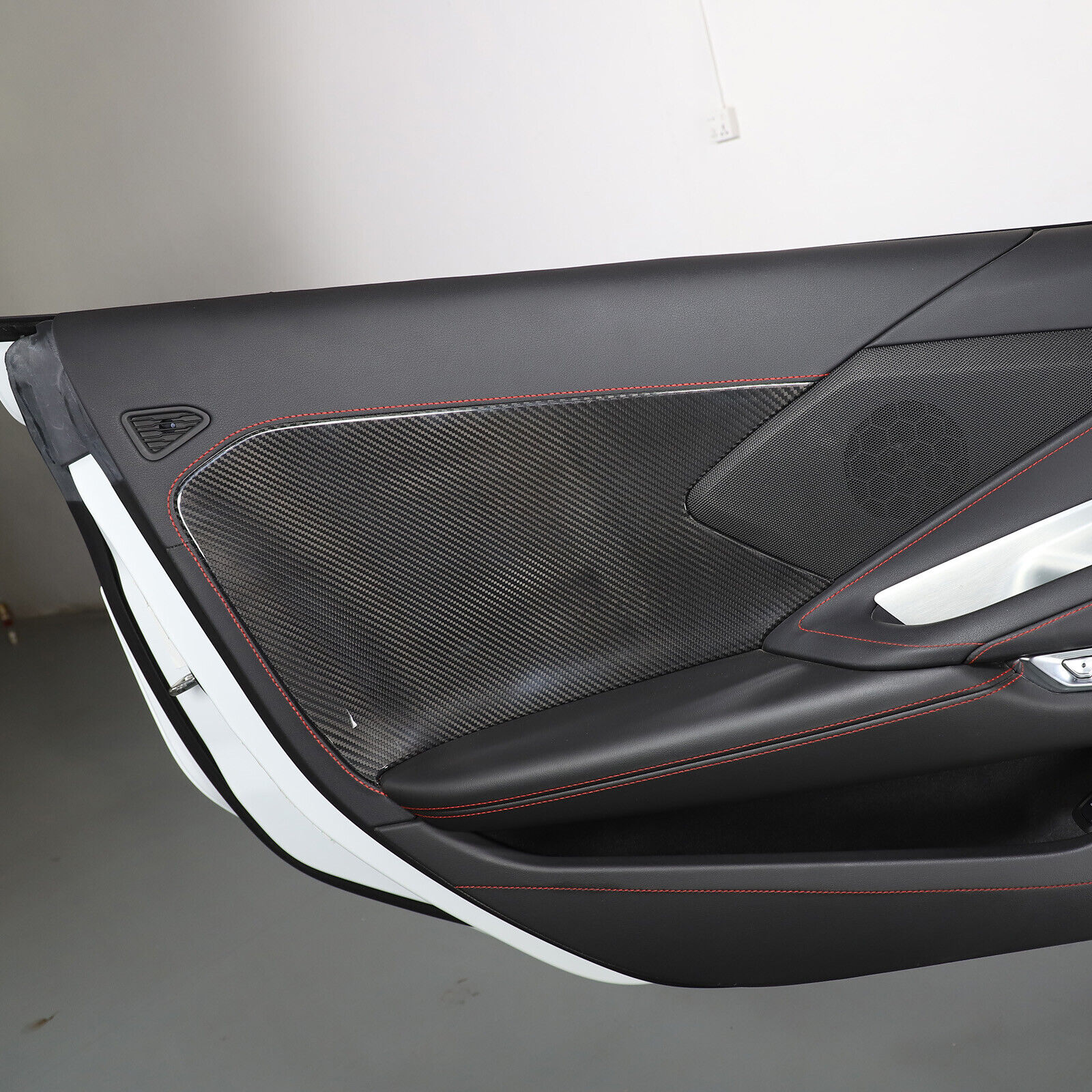 Ynei Real Carbon Fiber Door Exit Button Trim Cover For Corvette C8 2020-2024