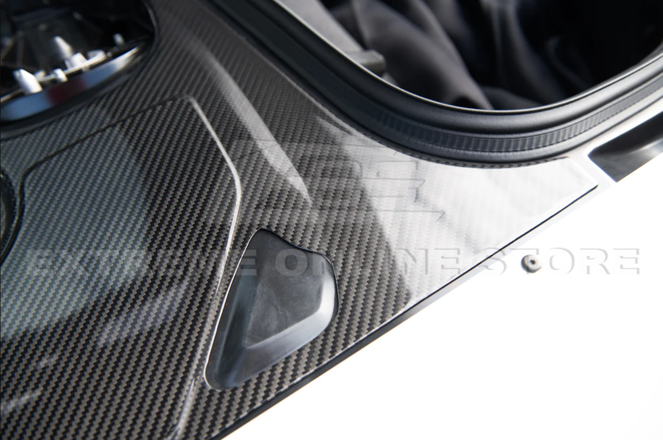Second image of C8 Corvette Coupe Carbon Fiber Engine Bay Panel Cover Kit (3-Piece Version)