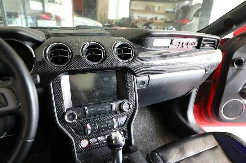 2015 - 23 Mustang Carbon Fiber Dash Board Insert Overlays