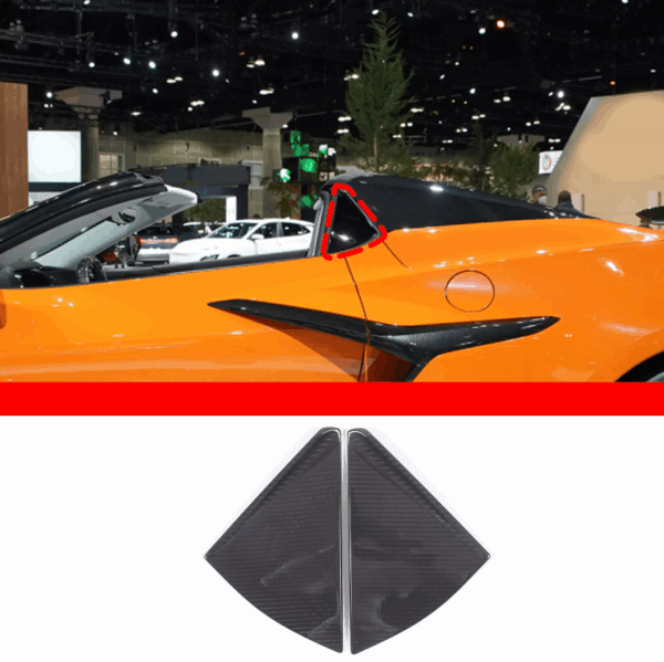 Second image of C8 Corvette Convertible Real Carbon Fiber Rear Side Quarter Window Louver Cover Trim
