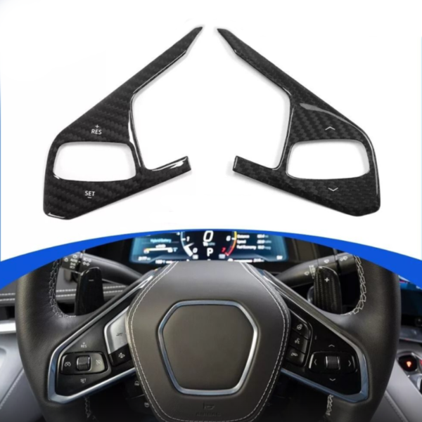 2024+ C8 Corvette Carbon Fiber Inner Steering Wheel Trim Covers - Heated