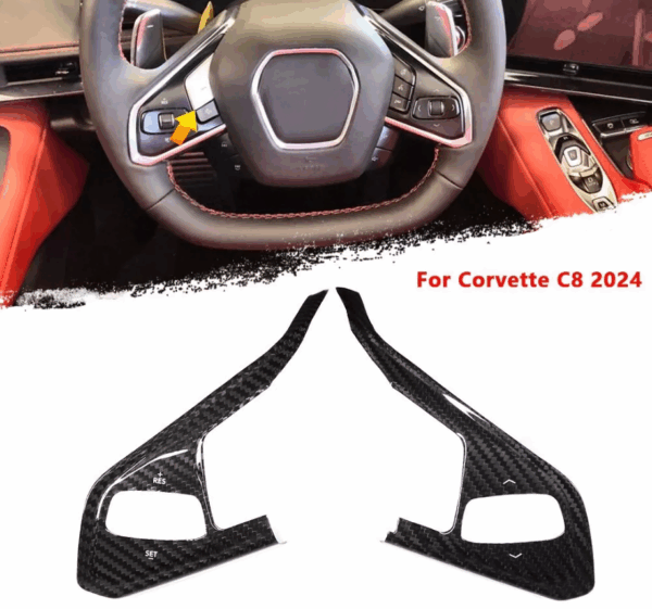 2024+ C8 Corvette Carbon Fiber Full Steering Wheel Trim Covers - Heated