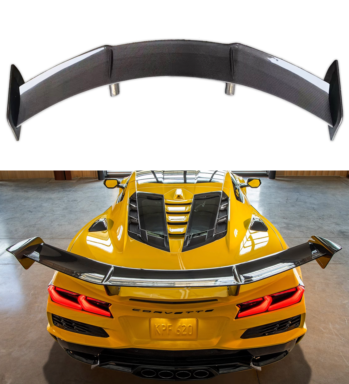 C8 Corvette ZR1 Style Carbon Fiber High Wing Spoiler | Z06