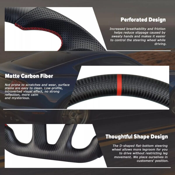 Second image of 2015 - 24 Dodge Charger / Challenger / Durango / Track Hawk SRT Matte Carbon Fiber Steering Wheel (Bare)