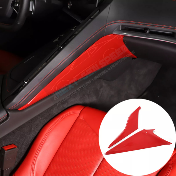 Second image of C8 Corvette Red Interior ABS Center Console Side Panel Covers