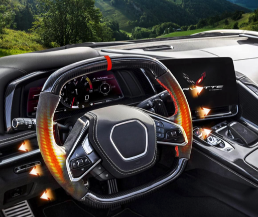 Second image of C8 Corvette Carbon Fiber Heated Alcantara Suede Steering Wheel (Bare)