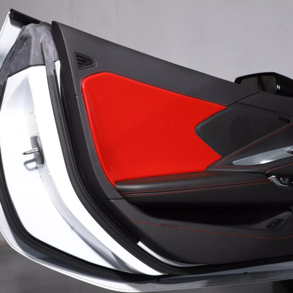 Second image of C8 Corvette Red Interior ABS Door Panel Insert Covers
