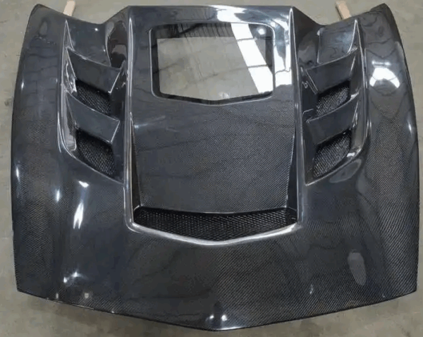 2014 - 19 C7 Corvette Carbon Fiber XT Vented Hood with Glass Window