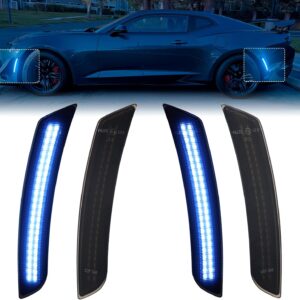 2016 - 24 Camaro Smoked Dual Blue LED Side Markers