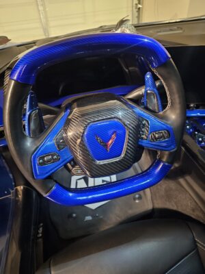 C8 Corvette Real Blue Carbon Fiber Steering Wheel Conversion Cover Kit | Stingray / Z06