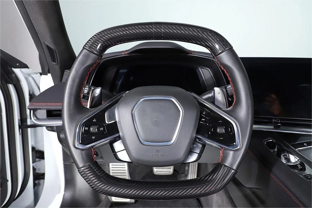 Second image of C8 Corvette Real Carbon Fiber Steering Wheel Conversion Cover Kit | Stingray / Z06