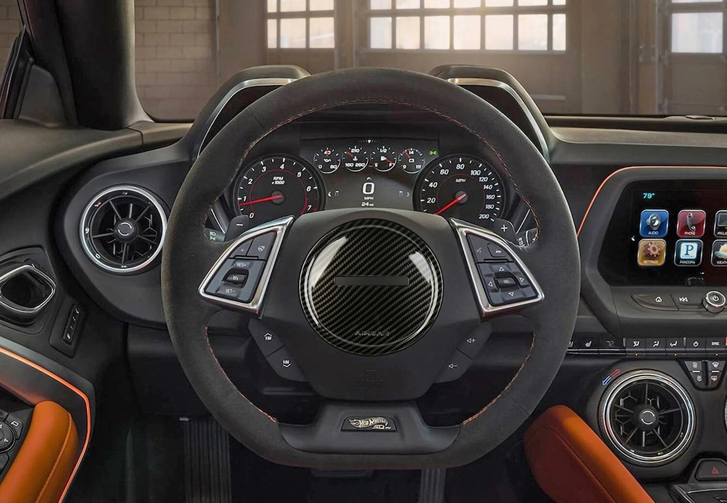 Second image of 2016 - 24 Camaro  Hydro-Dipped Carbon Fiber Full Center Steering Cover