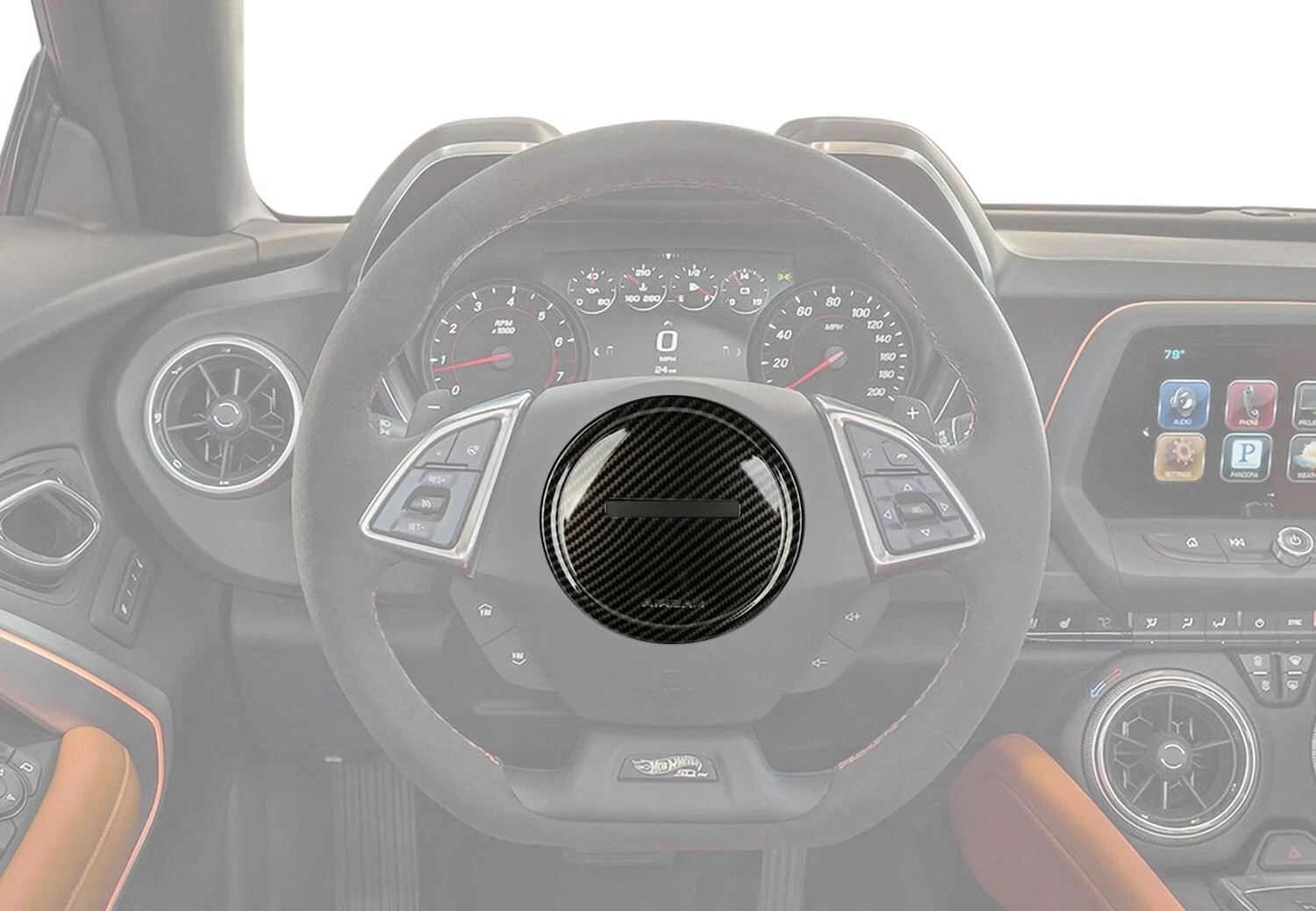 2016 - 24 Camaro  Hydro-Dipped Carbon Fiber Full Center Steering Cover