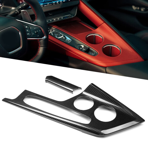 Second image of 2026+ C8 Corvette Carbon Fiber Center Console Trim Cover Kit
