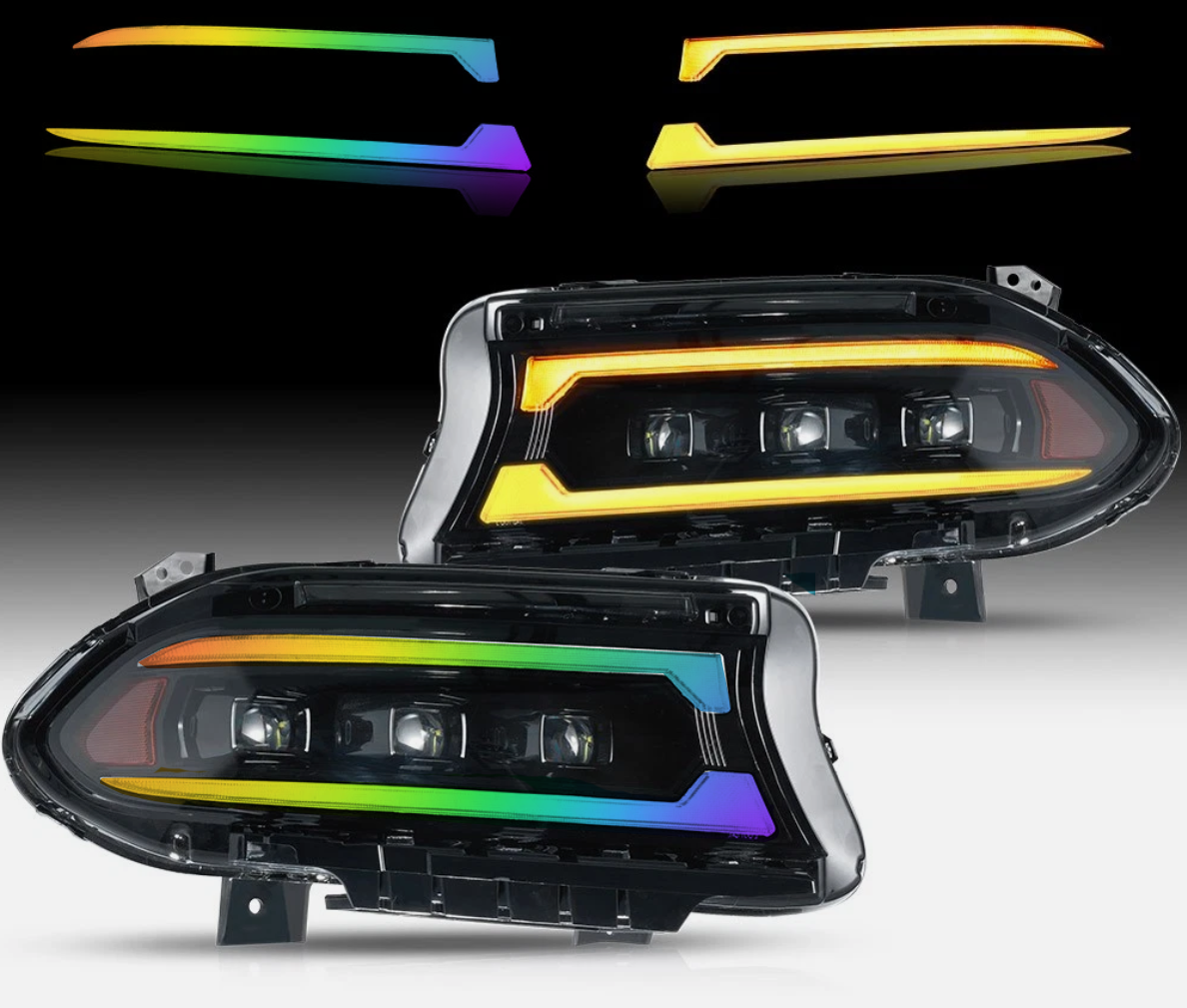Second image of 2015 - 24 Dodge Charger RGB Flow Triple Beam DRL Headlights