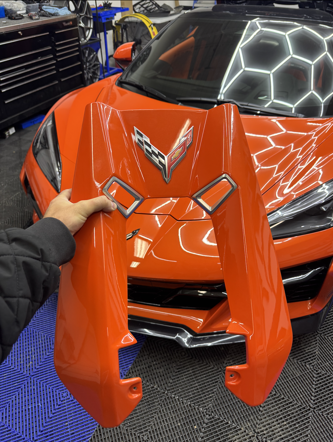 Second image of C8 Corvette Z06 5.5L LT6 Sebring Orange Painted Engine Cover - Coupe