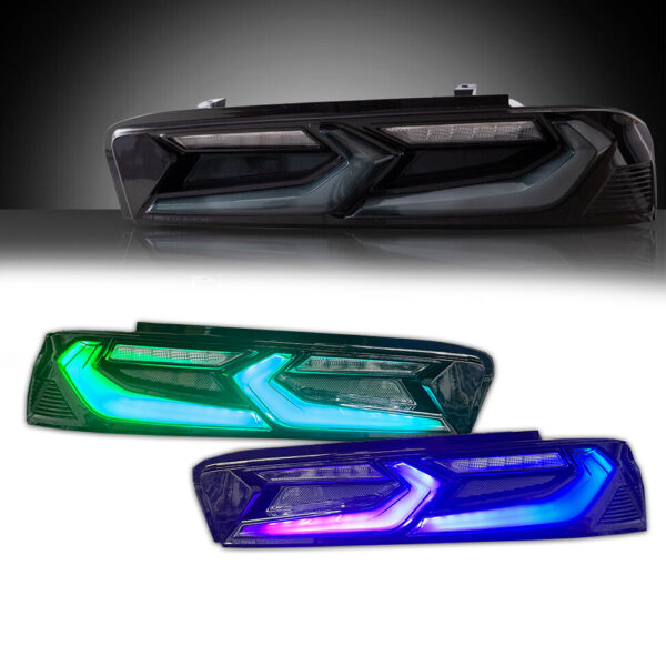 2016 - 18 Camaro Smoked RGB Flow C8 Style Rear Tail Lights