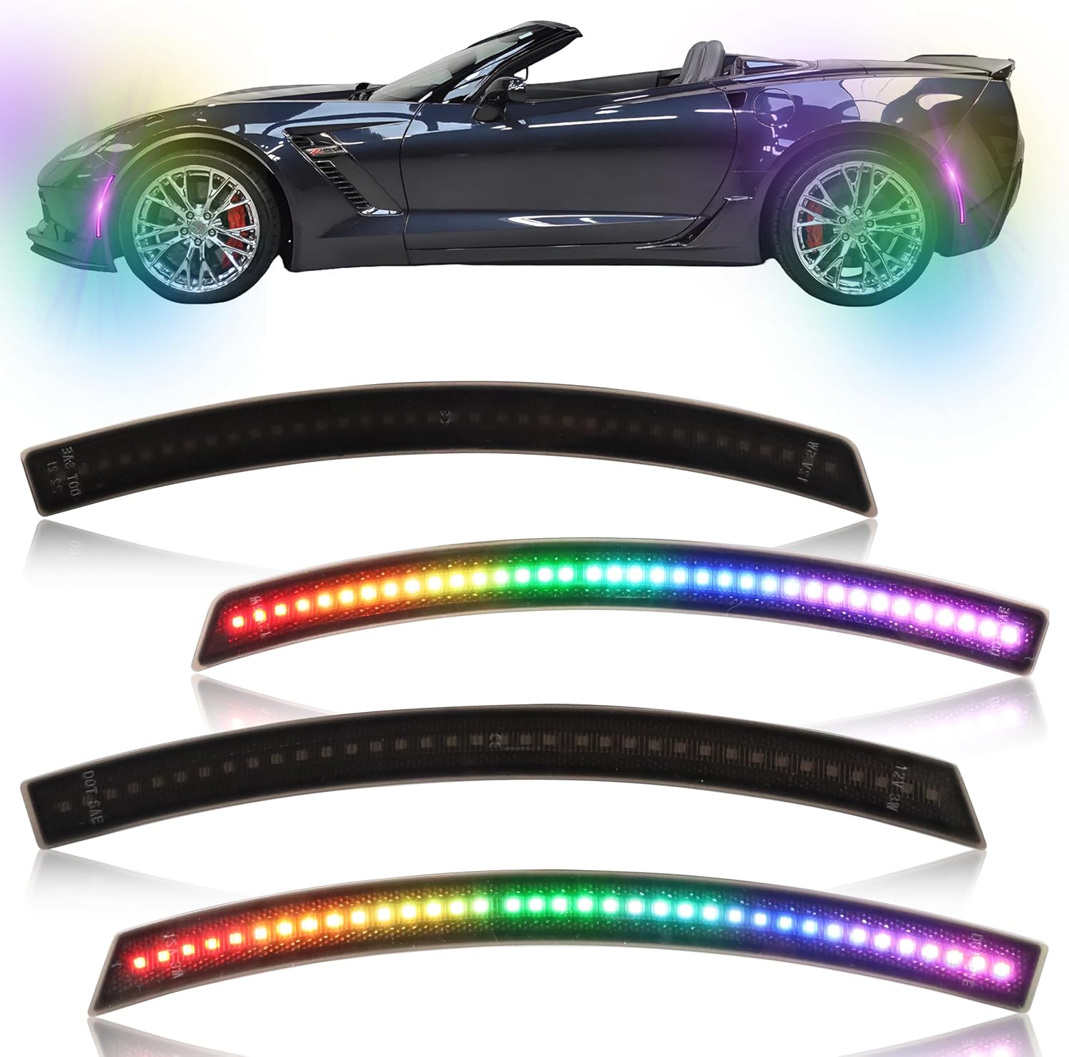 Second image of 2014 - 19 Corvette C7 Smoked RGB LED Side Markers