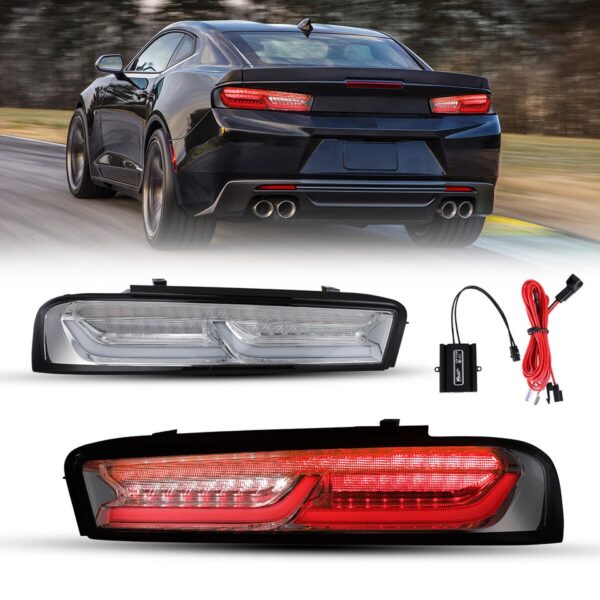 Second image of 2016 - 18 Camaro Clear Sequential Tail Lights - Red Signal