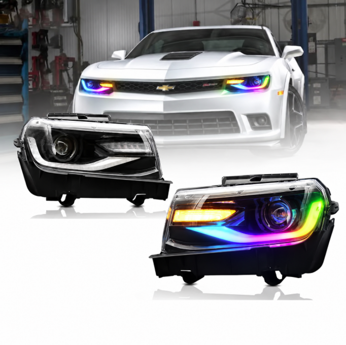 2014 - 15 Camaro Prebuilt RGB Flow 6th Gen Style Headlights
