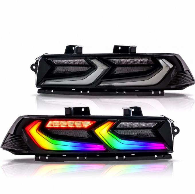 2014 - 15 Camaro C8 Style Smoked RGB Flow Tail Lights
